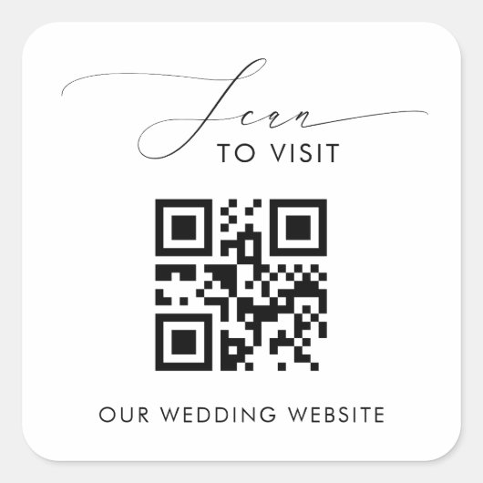 Script QR Code Scan om onze trouwwebsite te bezoek Vierkante Sticker (Voorkant)