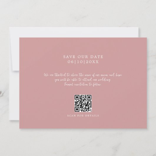 Script QR Dusty Rose Enregistrer la carte de date (Dos)
