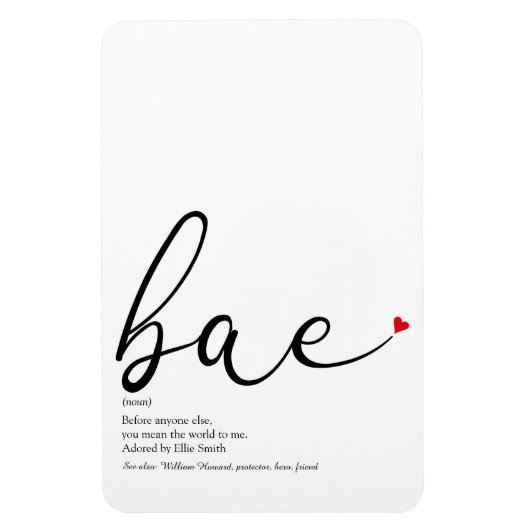 Script Red Love Heart Bae Definition Magneet (Verticaal)