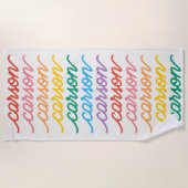 Script Regenboog Type Gepersonaliseerde Herhalende Strandlaken (Voorkant)