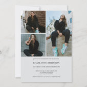 Script retro gray graduate photo graduation kaart (Achterkant)