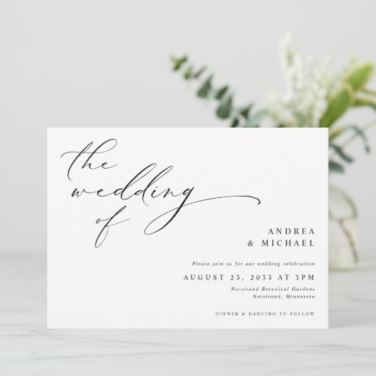 script Romantic Photo Horizontal Wedding Kaart (Staand voorkant)