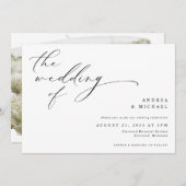 script Romantic Photo Horizontal Wedding Kaart (Voorkant / Achterkant)