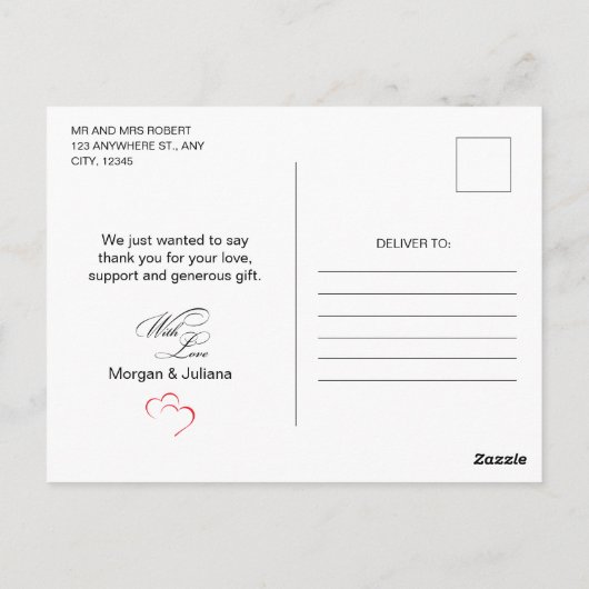 Script romantique Cardiaque Mariage Photo Carte po (Dos)