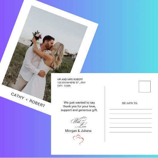 Script romantique Cardiaque Mariage Photo Carte po