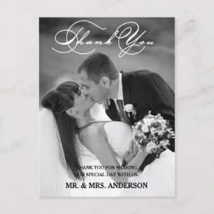 Script romantique Carte postale mariage Merci