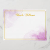 Script romantique violet feuille d'aquarelle carte (Recto)