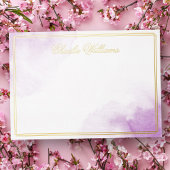 Script romantique violet feuille d'aquarelle carte