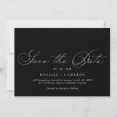  script | Romantisch Moody Bruiloft Zwart Save The Date (Voorkant)