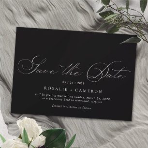  script   Romantisch Moody Bruiloft Zwart Save The Date