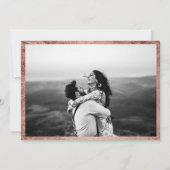 Script roos gouden rand witte foto bruiloft kaart (Achterkant)