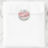 Script Roos Hallo Gold Silver Lights "Mooi" Ronde Sticker (Tas)