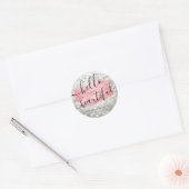 Script Roos Hallo Gold Silver Lights "Mooi" Ronde Sticker (Envelop)