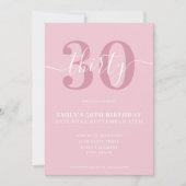 Script rose élégant 30e anniversaire Invitation (Devant)