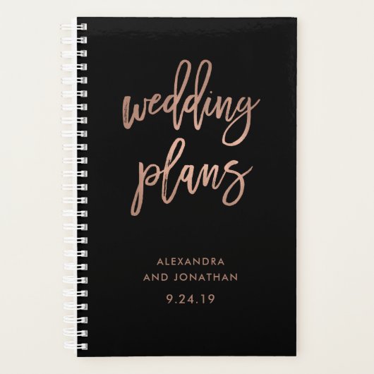 Script Rose en or Faux en noir | Wedding planner (Devant)