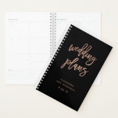 Script Rose en or Faux en noir | Wedding planner (Devant avec enveloppe)