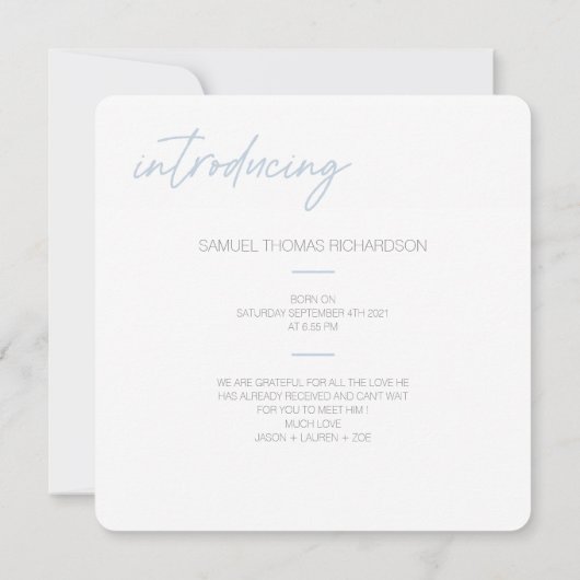 Script rose 'Hello World' - Baby Faire-part Card (Dos)