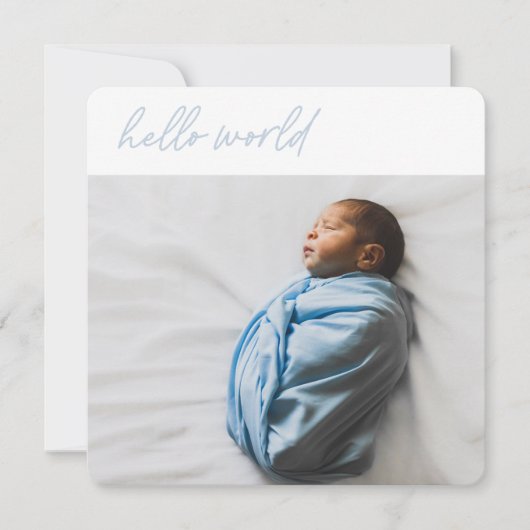 Script rose 'Hello World' - Baby Faire-part Card (Devant)