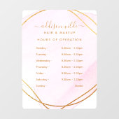 Script Roze Roze Waterverf Goud Openingstijden Raamsticker (Vel)