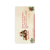 Script Rustiek Groen Rood Kerstadres Etiket (Voorkant)