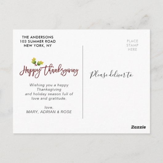 Script rustique Bon thanksgiving photo Carte posta (Dos)