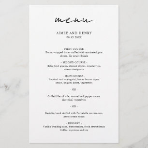 Script rustique Menu Mariage moderne