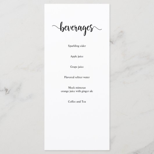 Script rustique moderne noir, Menu Dîner Mariage (Dos)