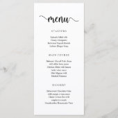 Script rustique moderne noir, Menu Dîner Mariage (Devant)