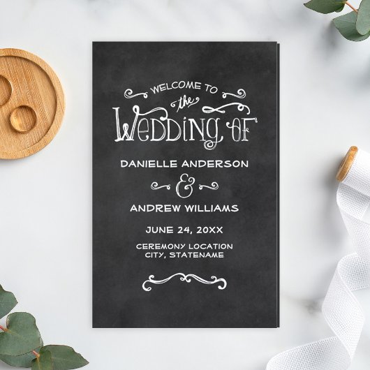 Script rustique Noir Chalkboard Programmes de mari