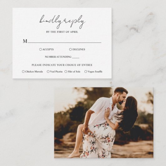 Script rustique Photo Mariage moderne Mini carte R (Devant / Derrière)