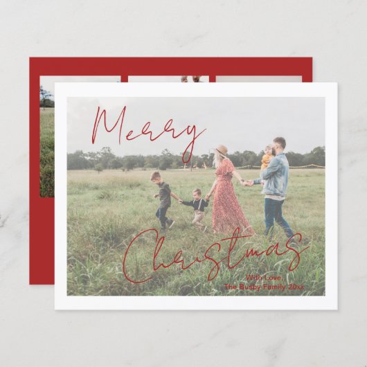 Script rustique photo moderne carte de Noël (Devant / Derrière)