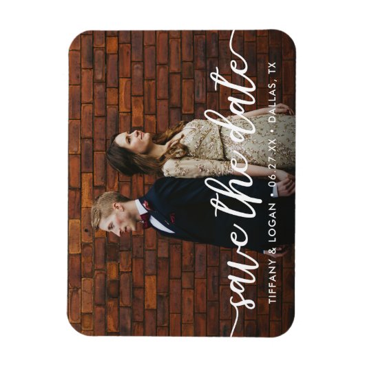 Script rustique simple Enregistrer la date Magnet  (Vertical)