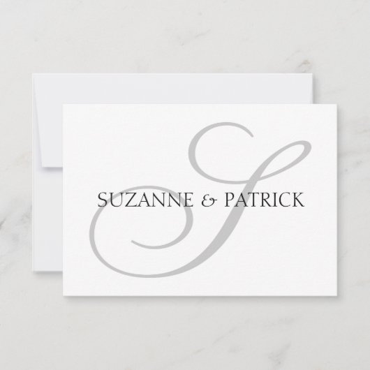 Script S Monogram Notecard (zilver / zwart) Kaart (Voorkant)