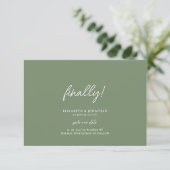 Script Sage Green Wedding Sla de datum op Save The Date (Staand voorkant)
