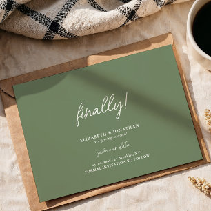 Script Sage Green Wedding Sla de datum op Save The Date