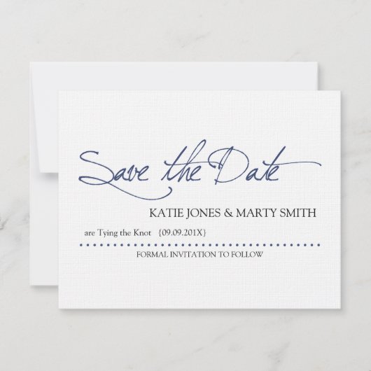 Script Save the Date Aankondiging  |  Marineblauw (Voorkant)