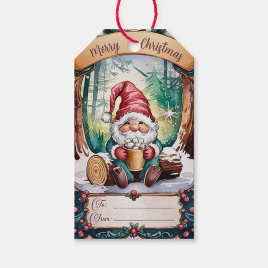 Script Schattigee rustieke Gnome  stijl kerst Cadeaulabel (Voorkant)