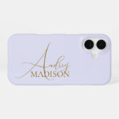 Script Serif Naam Paarse Lavendel iPhone 16 Hoesje (Achterkant horizontaal)