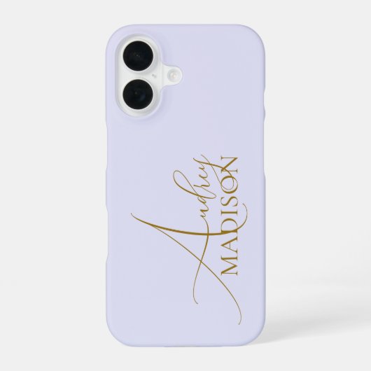 Script Serif Naam Paarse Lavendel iPhone 16 Hoesje (Achterkant)
