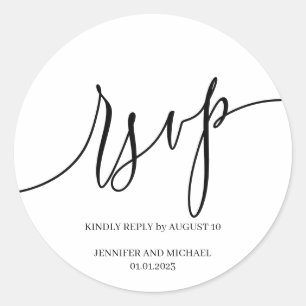 Script Signature Elegant RSVP Ronde Sticker
