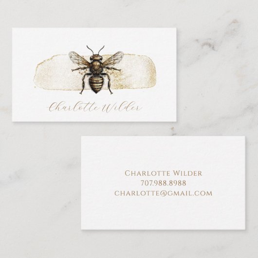 Script Signature Gepersonaliseerde Gold Bee Contactkaartje (Voorkant / Achterkant)