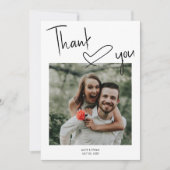 Script Signature Heart Photo Weddenschap Bedankkaart (Voorkant)