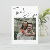 Script Signature Heart Photo Weddenschap Bedankkaart (Staand voorkant)