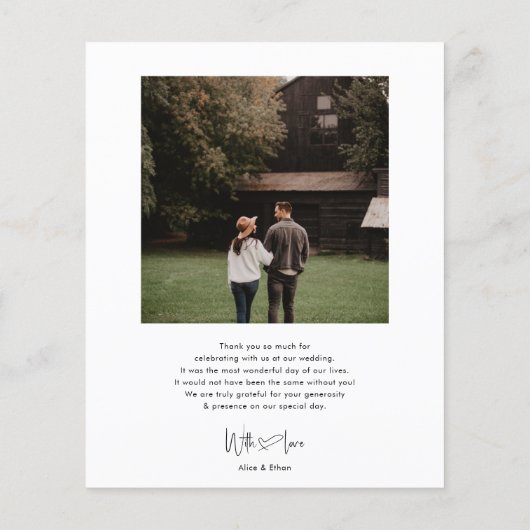 Script Signature Heart Photo Weddenschap Bedankt Flyer (Achterkant)