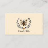 Script Signature Personalized Bee Floral  Contactkaartje (Voorkant)