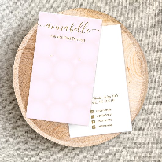 Script Signature Pink Glow Earring Display Kaart