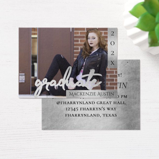 Script Silver Gradué | Faire-part photo de brosse (Bureau)