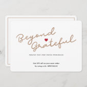 Script simple avec coeur - Carte de remerciements  (Devant / Derrière)