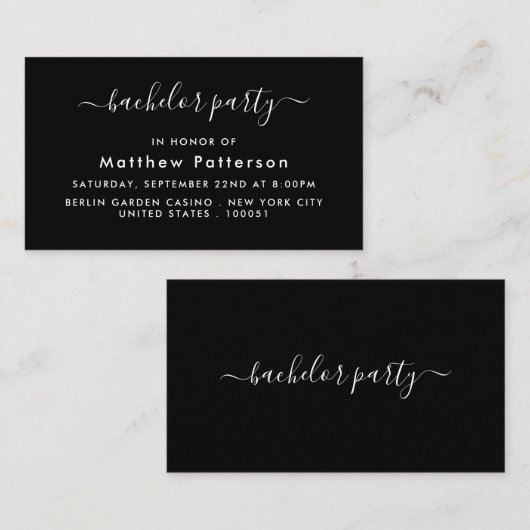 Script simple - Bachelor Party Ticket Invitation (Devant / Derrière)