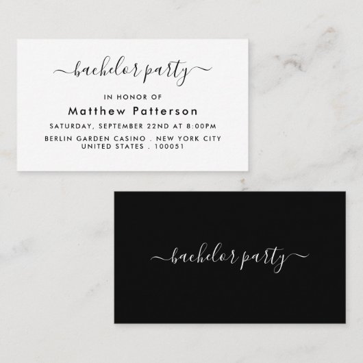 Script simple - Bachelor Party Ticket Invitation (Devant / Derrière)
